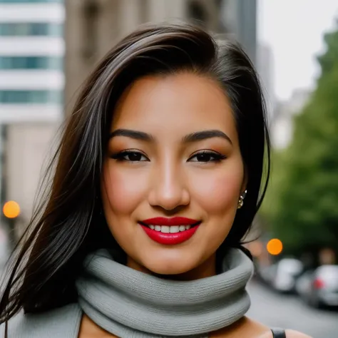 Papparazzi photograph ((medium body shot:1.3)) of Mari_ibbi <lora:Mari_ibbi2:1.2>, ((walking down the streets during snowy weather)), ((thick sweater:1.2)), (beautiful lips:1.2), ((nice smile:1.1)), beautiful eyes, hair tied back, perfect white teeth, glossy eyes, eye makeup, beautiful face, real skin, hyper realistic photograph, detailed face, (film grain:1.2), Kodak portra 800, f1.8, golden hour --ar 2:3 --beta --upbeta, sunlight