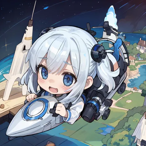 masterpiece,best quality,nakajima0,solo focus,
(solo,1girl,chibi:1.5),:d,riding jet,flying,
space,
AS-Youngest,<lyco:nakajima0_v10-000006:0.8>