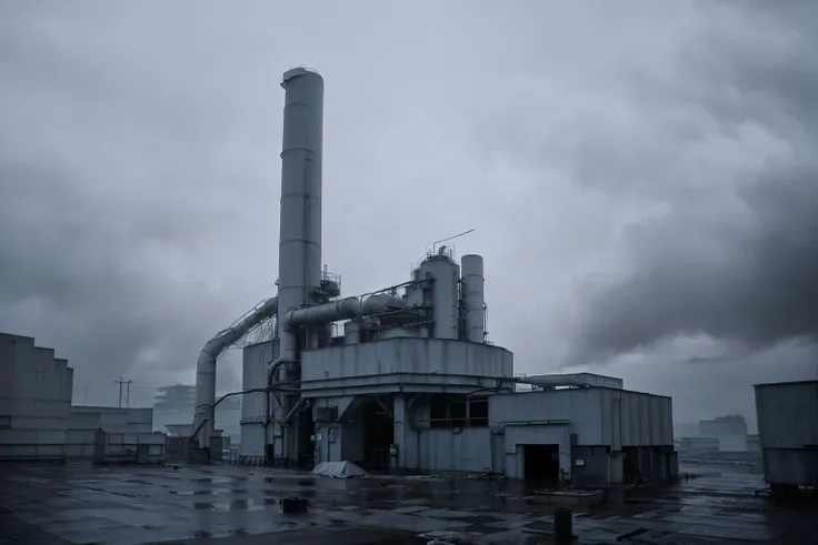 <lora:factory_ruins:0.5>, industrial complex, gloomy, cloudy weather, (Best quality, 8k, 32k, Masterpiece, UHD:1.2), Realistic, realistic light, ultra detailed, high quality, (photorealistic:1.4), misty and foggy atmosphere, (rainy days,heavy rain:1.2), dark blue theme, an empty scene, lonely atmosphere, Huge factory, midnight, <lora:soviet architecture:0.5>