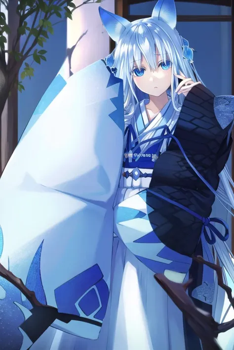 fffkarin, <lyco:fffkarin-lyco-nochekaiser:1>, 
fffkarin, long hair, blue eyes, hair ornament, animal ears, white hair, fox ears,
BREAK japanese clothes, kimono, long sleeves, wide sleeves, ribbon, blue ribbon,
BREAK outdoors, shrine,
BREAK looking at viewer, (cowboy shot:1.5),
BREAK <lyco:GoodHands-beta2:1>, (masterpiece:1.2), best quality, high resolution, unity 8k wallpaper, (illustration:0.8), (beautiful detailed eyes:1.6), extremely detailed face, perfect lighting, extremely detailed CG, (perfect hands, perfect anatomy),