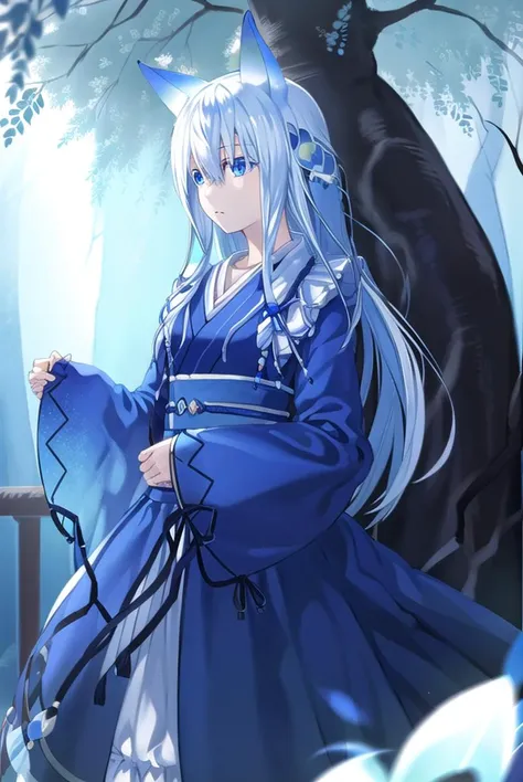 fffkarin, <lyco:fffkarin-lyco-nochekaiser:1>, 
fffkarin, long hair, blue eyes, hair ornament, animal ears, white hair, fox ears,
BREAK japanese clothes, kimono, long sleeves, wide sleeves, ribbon, blue ribbon,
BREAK outdoors, shrine,
BREAK looking at viewer, (cowboy shot:1.5),
BREAK <lyco:GoodHands-beta2:1>, (masterpiece:1.2), best quality, high resolution, unity 8k wallpaper, (illustration:0.8), (beautiful detailed eyes:1.6), extremely detailed face, perfect lighting, extremely detailed CG, (perfect hands, perfect anatomy),