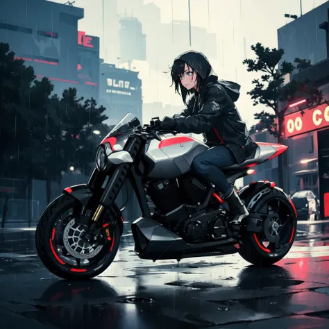 best quality,Method143,vehicle focus,cyberpunk,
(midnight,rain,neon lights:1.3),water drop,
solo,1girl,hooded jacket,riding motorcycle,
<lyco:Method143_v10-000003:0.75>