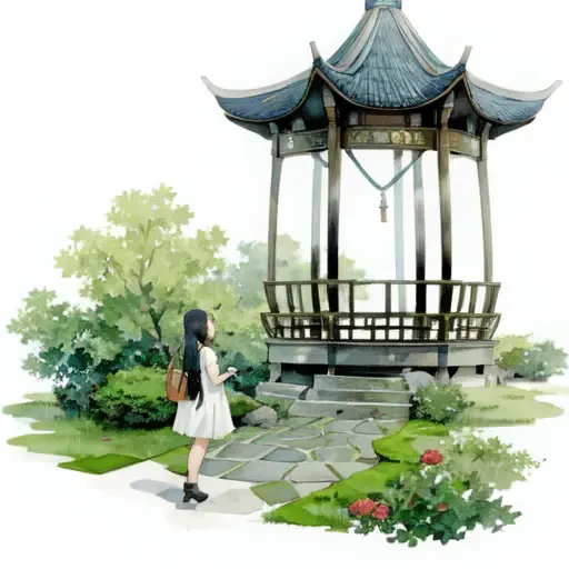 1girl,hill,tree,gazebo in a park,ultra high res, detailed shadow, best quality,(front lighting), <lora:shuicai_v1:0.7>