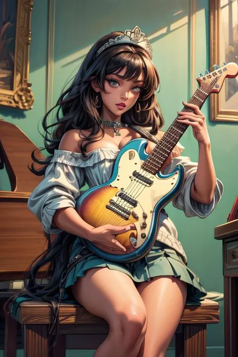 (masterpiece),(best quality),(extremely detailed),(high res),
beautiful abd_woman, abd_body, perfect abd_face,
Pretending to play a guitar solo,
<lora:abd:1.00>,
<lora:add_detail:1.00>