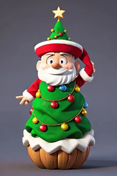 3d model of Christmas tree character in digital art style, hight quality,detailed, colorful aura, brightly, festively, sharpest possible image