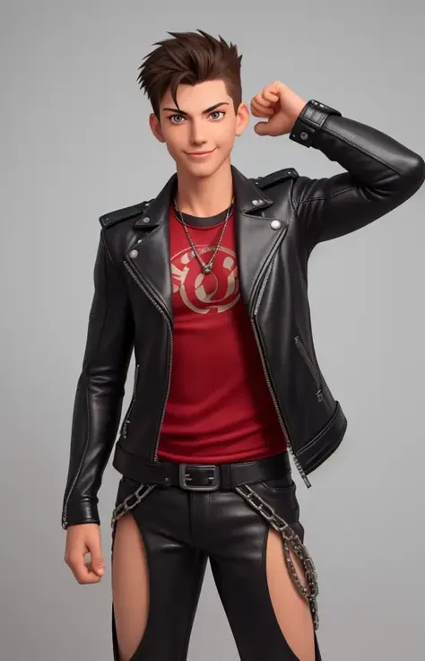male、１８age、A blank face、Clown style、Slicked back hair、My hair is stuck to my skin、Green Hair、A jacket that gives a glimpse of your chest、Full body tattoos、Tattoo on chest、Tattoos on the face、Tattoo on arm、