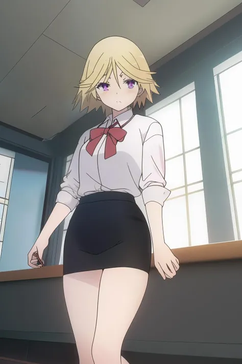 <lora:Mira_Yamana_v2:1>,Mira_Yamana,
masterpiece,best quality,1girl,solo,nice hand,good hand,
blond hair,standing,bow,thighs,office outfit,pencil skirt,white shirt,