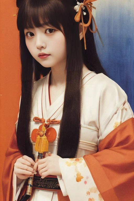 (watercolor_medium),((ukiyoestyle)),((((masterpiece)))),(((bestquality))),(illustration),(1girl:1.5),(solo:1.5),((anextremelydelicateandbeautiful)),((girl)),cute,((hime_cut)),sidebluntbangs,(ultramarinehair:1.2),hairsbetweeneyes,ribbons,Bracelet,bareshoulders,((japanese_clothes)),sakura,((slitpupils)),((miko)),(off_shoulder),ace, (KaguraSuzu),sword