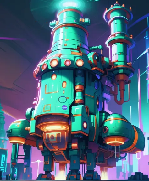 digital painting, atompunk, scifi, scrapcore,traditional Chinese futurism,crystalcore, star explorer, full body, wearing skin-tight outfit, giant robot<lora:EnvyAtompunkXL01:0.5>, Tesla coil,Tailfin car,Analog computer