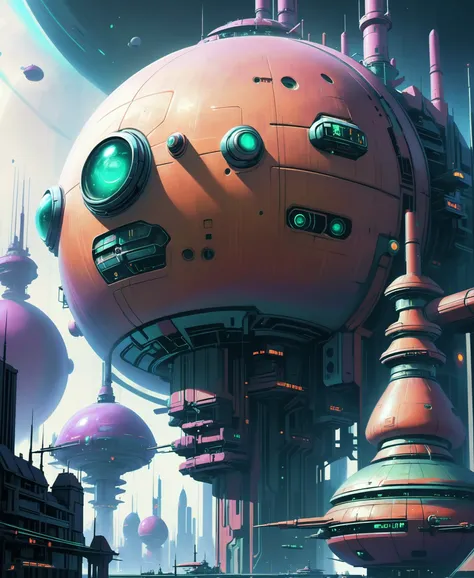 digital painting, atompunk, gargantuan,epic scifi city beyond the beginning of the multiverse<lora:EnvyAtompunkXL01:0.5>, Pulp science fiction magazine