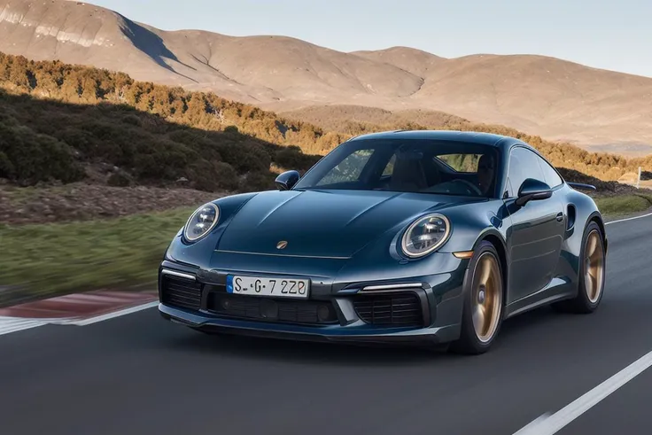 a professional shot of (porsche911_ti-v4-1050:0.99) in gold, modelshoot style, (extremely detailed CG unity 8k wallpaper),unreal engine, 120mm lens, High Detail, Sharp focus, dramatic,dawn