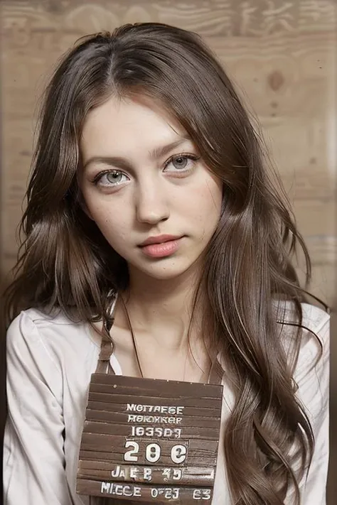 VintageMugshot, mugshot of the most beautiful girl<lora:Mugshot:1>    tv_Polina_Tkach_M_V1