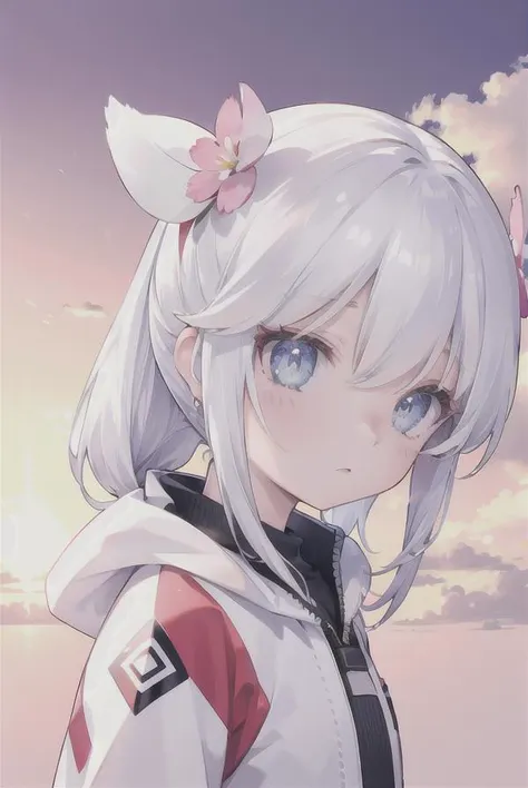 <lora:white:0.32>,
masterpiece,bestquality,vivid,
white, white backgroud,
afternoon,cherry blossom,sunset,cloud,grass feild,flower,side,
one girl,detailed face,detailed eyes,looking away,silver hair,walking,white jacket,red, decoration,cyan highlight