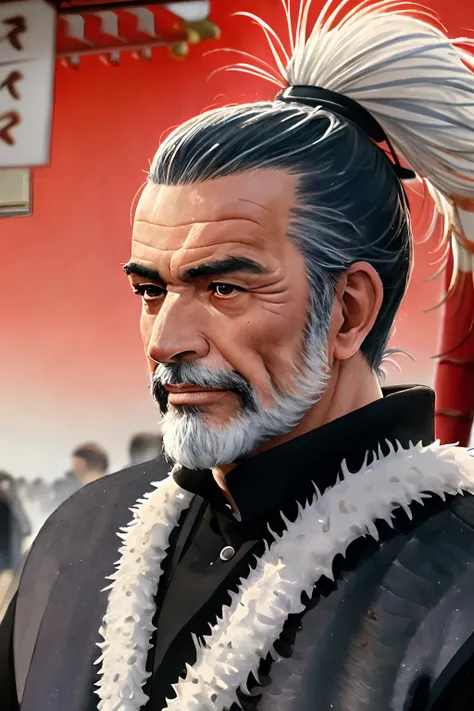 <lora:sirSean1960sMovie_v10:1>, Japanese man, watercolor artwork of a handsome mature man SirSean, salt and pepper beard, (wearing a samurai costume:1.1), (walking down a street in Kyoto:1.5), sharp focus, digital painting, concept art, smooth, sharp focus, rule of thirds, dark fantasy,intricate details, (full-length-portrait:1.5), (panoramic shot:1.5), (shallow depth of field:1.3), insanely detailed, <high resolution artwork, (masterpiece:1.0), (best quality:1.2), rim lighting, spot lighting, (beautiful and clear background:1.2), detailed background>, watercolor, visible brushstrokes