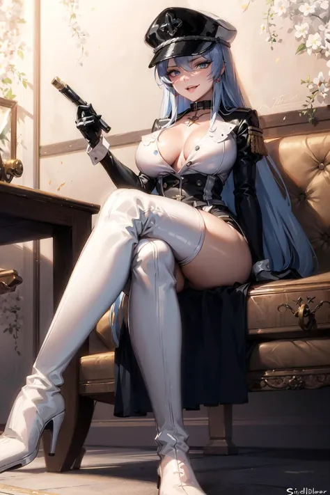 ((masterpiece)), (best quality), official art, extremely detailed CG, unity 8k wallpaper, ultra detailed,
1girl, starfighter, short hair, blue eyes, (large breasts,:1.5) , sexy smile,
black boots, black gloves, black shorts, high boots, black top, outdoors, night, moon, from below, abs, muscular female, sitting, crossed legs, from front,
<lora:sailor_star_fighter:0.9>