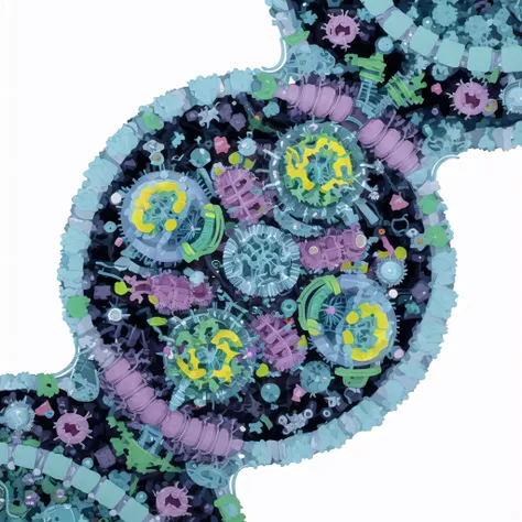 a microscopic creature, detailed, top view, hires, HD, 8K, bilateral, protozoa, colorful <lora:Goodsell_v1:0.5> <lora:epi_noiseoffset2:1>