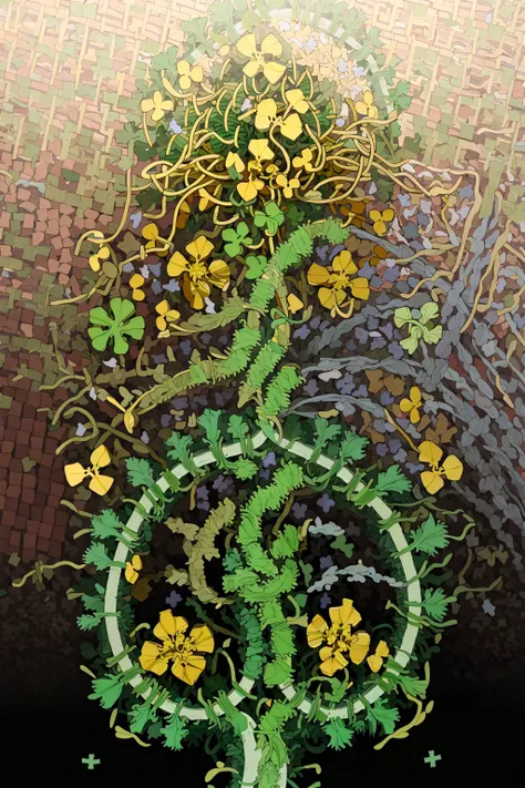 (masterpiece, top quality, best quality, official art, beautiful and aesthetic:1.2), a green four-leaf clover, gold filigree, black background (no humans:2), <lora:Goodsell_v1:1.0>
