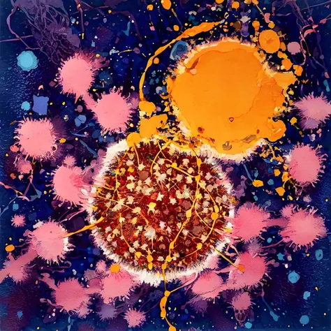an exploding photon rose, <lora:pollock:1.0> p0ll0ck <lora:Goodsell_v1:1.0>