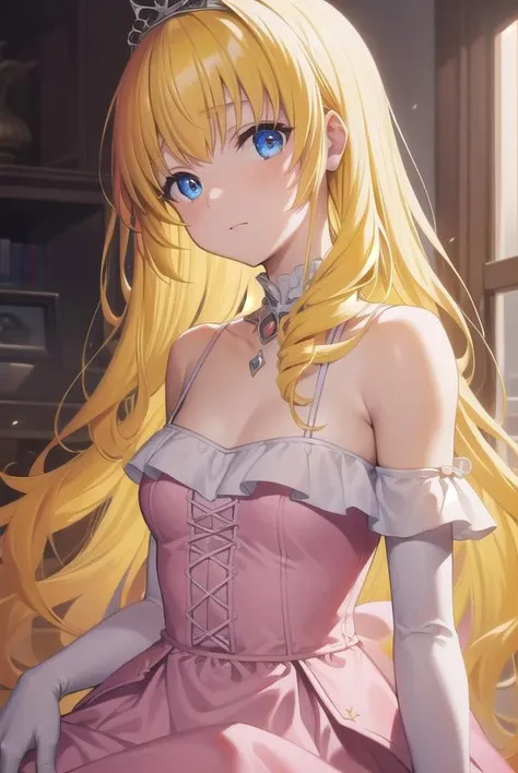 latifafleuranza, latifa fleuranza, (yellow hair:1.5), blue eyes, long hair, (flat chest:1.2),
BREAK diadem, tiara, elbow gloves, gloves, white gloves, dress, frilled dress, long skirt, frilled skirt, corset, (pink dress:1.5),
BREAK looking at viewer, full body,
BREAK indoors,
BREAK (masterpiece:1.2), best quality, high resolution, unity 8k wallpaper, (illustration:0.8), (beautiful detailed eyes:1.6), extremely detailed face, perfect lighting, extremely detailed CG, (perfect hands, perfect anatomy),(white panties:1.5), small breasts, (sitting on floor), skirt lift, smile, leg up, (spread legs, short, tiny, little:1.5), open mouth, from below