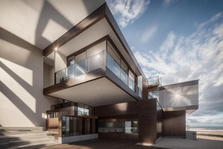 dvArchModern, 85mm, f1.8, portrait, photo realistic, hyperrealistic, orante, super detailed, intricate, dramatic,sunlight lighting, shadows, high dynamic range, beach house, masterpiece,best quality,(8k, RAW photo:1.2),(( ultra realistic)),