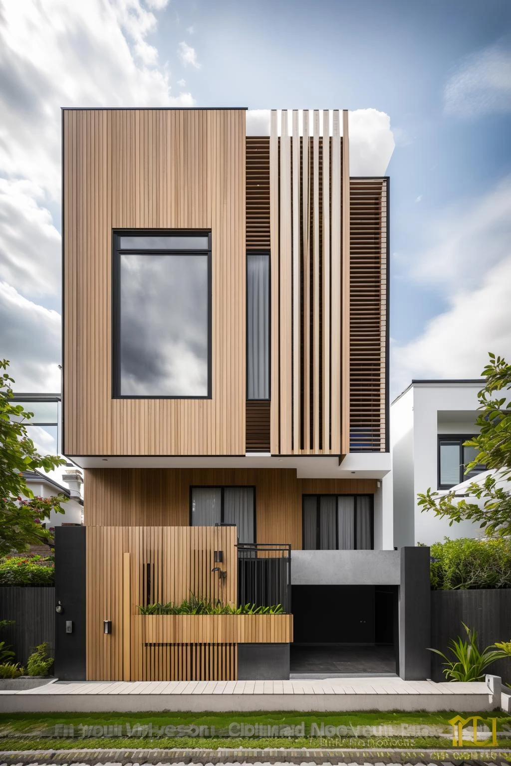 dvArchModern, 85mm, f1.8, portrait, photo realistic, hyperrealistic, orante, super detailed, intricate, dramatic, sunlight lighting, shadows, high dynamic range, house, masterpiece,best quality,(8k, RAW photo:1.2),(( ultra realistic)), modernvilla, blackandwhite, trees, vine, architecture, building, cloud, vivid colour, masterpiece,best quality,super detailed,realistic,photorealistic, 8k, sharp focus, a photo of a building <lora:house_architecture_Exterior_SDlife_Chiasedamme:0.7> wood, glass,