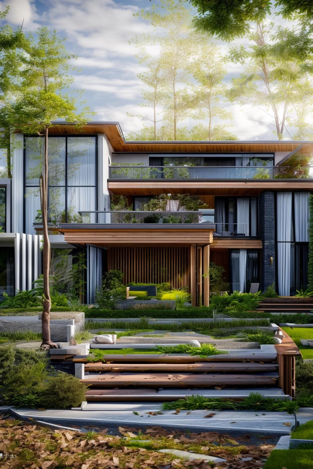 villa01, outdoors, sky, day, tree, no humans, window, watermark, grass, plant, building, scenery, stairs, fence, house, dvArchModern, 85mm, f1.8, portrait, photo realistic, hyperrealistic, orante, super detailed, intricate, dramatic, sunlight lighting, shadows, high dynamic range, house, masterpiece,best quality,(8k, RAW photo:1.2),(( ultra realistic)), modernvilla, blackandwhite, trees, vine, architecture, building, cloud, vivid colour, masterpiece,best quality,super detailed,realistic,photorealistic, 8k, sharp focus, a photo of a building, wood, <lora:villa01_architecture_SDlife_Chiasedamme:0.6>
<lora:more_details:0.6> <lora:add_detail:0.6> <lora:house_architecture_Exterior_SDlife_Chiasedamme:0.5>