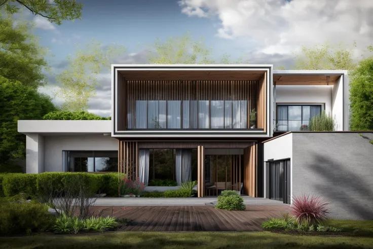 villa01, outdoors, sky, day, tree, no humans, window, watermark, grass, plant, building, scenery, stairs, fence, house, dvArchModern, 85mm, f1.8, portrait, photo realistic, hyperrealistic, orante, super detailed, intricate, dramatic, sunlight lighting, shadows, high dynamic range, house, masterpiece,best quality,(8k, RAW photo:1.2),(( ultra realistic)), modernvilla, blackandwhite, trees, vine, architecture, building, cloud, vivid colour, masterpiece,best quality,super detailed,realistic,photorealistic, 8k, sharp focus, a photo of a building, wood, <lora:villa01_architecture_SDlife_Chiasedamme:0.6>
<lora:more_details:0.6> <lora:add_detail:0.6> <lora:house_architecture_Exterior_SDlife_Chiasedamme:0.5>