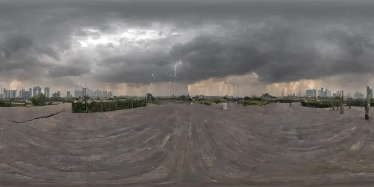 360panorama,Centered Horizon,No seams,<lora:HMSGXL_epoch_9:1>,A Sun,<lora:å
å½±XL:1>,An abstract interpretation of a thunderstorm,with jagged bolts of lightning streaking across a tumultuous sky and torrents of rain lashing down upon a windswept landscape. The scene is charged with tension and energy,capturing the raw power of nature in motion. (masterpiece, award winning artwork),
many details,extreme detailed,full of details,
Wide range of colors,high Dynamic,