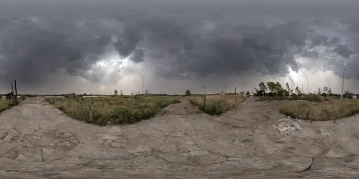 360panorama,Centered Horizon,No seams,<lora:HMSGXL_epoch_9:1>,A Sun,<lora:å
å½±XL:1>,An abstract interpretation of a thunderstorm,with jagged bolts of lightning streaking across a tumultuous sky and torrents of rain lashing down upon a windswept landscape. The scene is charged with tension and energy,capturing the raw power of nature in motion. (masterpiece, award winning artwork),
many details,extreme detailed,full of details,
Wide range of colors,high Dynamic,