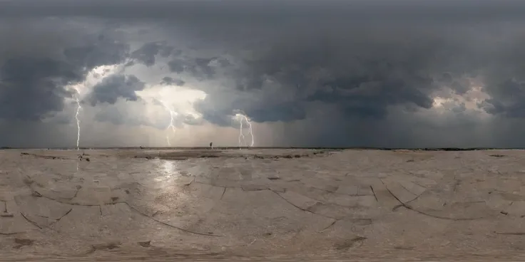 360panorama,Centered Horizon,No seams,<lora:HMSGXL_epoch_9:1>,A Sun,<lora:å
å½±XL:1>,An abstract interpretation of a thunderstorm,with jagged bolts of lightning streaking across a tumultuous sky and torrents of rain lashing down upon a windswept landscape. The scene is charged with tension and energy,capturing the raw power of nature in motion. (masterpiece, award winning artwork),
many details,extreme detailed,full of details,
Wide range of colors,high Dynamic,