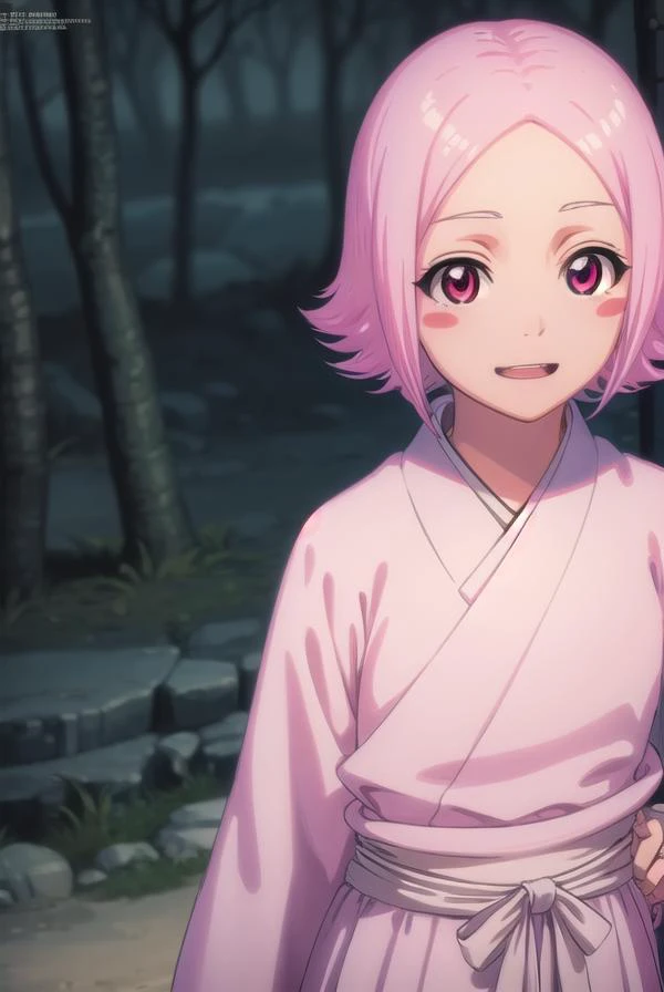 yachirukusajishi, <lora:yachirukusajishi-lora-nochekaiser:1>,
yachiru kusajishi, short hair, pink hair, (pink eyes:1.5), blush stickers, <lora:talkmouth_E_v100:1>, open mouth, forehead,
BREAK long sleeves, japanese clothes, hakama, black hakama,
BREAK outdoors,
BREAK looking at viewer, (cowboy shot:1.5),
BREAK <lyco:GoodHands-beta2:1>, (masterpiece:1.2), best quality, high resolution, unity 8k wallpaper, (illustration:0.8), (beautiful detailed eyes:1.6), extremely detailed face, perfect lighting, extremely detailed CG, (perfect hands, perfect anatomy),