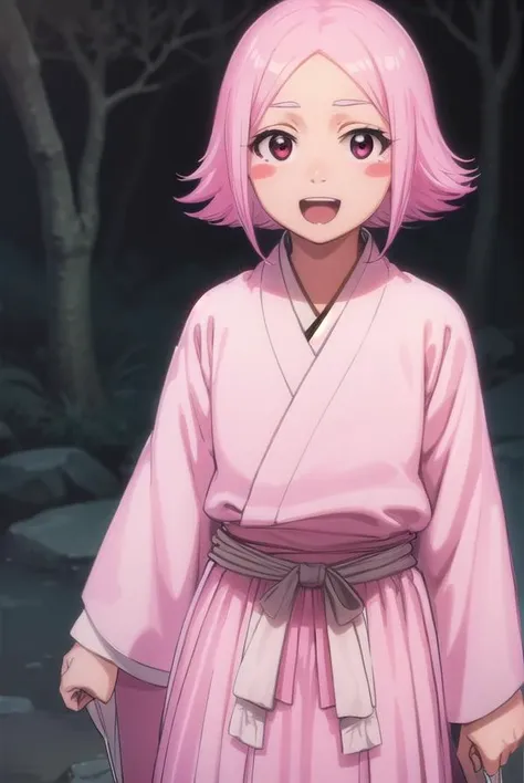 yachirukusajishi, <lora:yachirukusajishi-lora-nochekaiser:1>,
yachiru kusajishi, short hair, pink hair, (pink eyes:1.5), blush stickers, <lora:talkmouth_A_v100:1>, open mouth, forehead,
BREAK long sleeves, japanese clothes, hakama, black hakama,
BREAK outdoors,
BREAK looking at viewer, (cowboy shot:1.5),
BREAK <lyco:GoodHands-beta2:1>, (masterpiece:1.2), best quality, high resolution, unity 8k wallpaper, (illustration:0.8), (beautiful detailed eyes:1.6), extremely detailed face, perfect lighting, extremely detailed CG, (perfect hands, perfect anatomy),