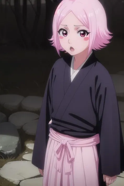 yachirukusajishi, <lora:yachirukusajishi-lora-nochekaiser:1>,
yachiru kusajishi, short hair, pink hair, (pink eyes:1.5), blush stickers, <lora:talkmouth_U_v100:1>, open mouth, forehead,
BREAK long sleeves, japanese clothes, hakama, black hakama,
BREAK outdoors,
BREAK looking at viewer, (cowboy shot:1.5),
BREAK <lyco:GoodHands-beta2:1>, (masterpiece:1.2), best quality, high resolution, unity 8k wallpaper, (illustration:0.8), (beautiful detailed eyes:1.6), extremely detailed face, perfect lighting, extremely detailed CG, (perfect hands, perfect anatomy),