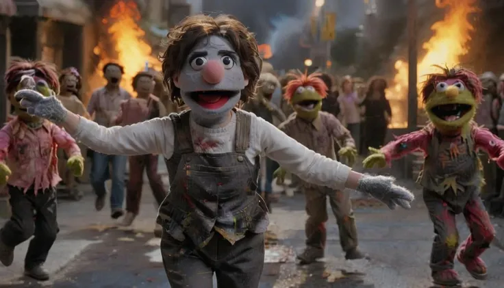 <lora:Explosion Artstyle - Trigger is Explosion Artstyle:1> <lora:Felt-Puppet-base-v1-000008:1>  In a felt puppet world style,, , Film scene featuring winona Person, as they attempt to wrangle a horde of disco-loving zombies back into their graves, shot under a shimmering disco ball, showcasing groovy grave moves., ((explosion artstyle))  <lora:Winona Ryder (90s) SDXL - Trigger is Winona Person :.7>
