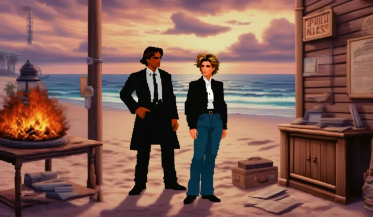 <lora:Lucasarts Artstyle - (Trigger is lcas artstyle):1> A Hawaiian-influenced environment and some surfboards, in hollywood filmed footage from a new  about a time-traveling historian trying to prevent a world war. Race against time, paradoxes, heart-wrenching sacrifices, clever subversions of historical events. [Vintage clothing, famous speeches, ticking clock, time machine malfunction, underground resistance, forbidden romance, gas-lit Victorian streets, dramatic Normandy beach, desperate coded messages, ticking clock, ominous countdown] . lcas artstyle.