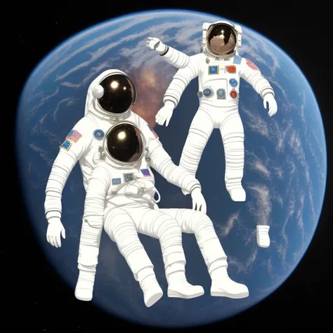 ai protest, astronaut lounging in a tropical space resort
