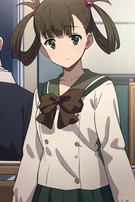 hikarikuroda, <lora:hikarikuroda-lora-nochekaiser:1>,
hikari kuroda, bangs, (brown hair:1.5), hair ornament, twintails, (green eyes:1.5), hair bobbles, hair rings,
BREAK school uniform, long sleeves, bow, red bow,
BREAK looking at viewer,
BREAK indoors, classroom,
BREAK <lyco:GoodHands-beta2:1>, (masterpiece:1.2), best quality, high resolution, unity 8k wallpaper, (illustration:0.8), (beautiful detailed eyes:1.6), extremely detailed face, perfect lighting, extremely detailed CG, (perfect hands, perfect anatomy),