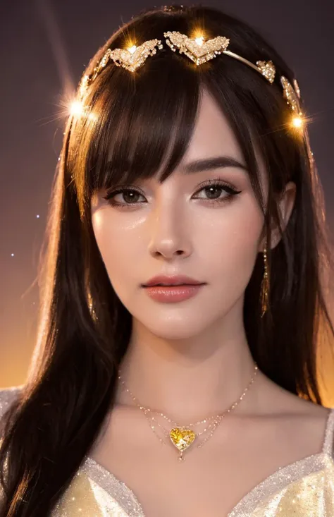 <lora:Kyaandere3:0.7> Kyaandere, realistic, detailed facial features, highly detailed face,necklace,((universe, mothership yellow sparkles,hearts, mirada penetrante, beso apasionado)),(high quality:1.3),(best quality:1.3),(masterpiece:1.3),official art,official wallpaper,4k textures,(epic:1.2),(mysterious atmosphere:1.2),(twilight:1.2),subtle sparkles,whimsical vibes,(detailed:1.05),(extremely detailed:1.06),sharp focus,(intricate:1.03),(extremely intricate:1.04),high contrast,soft cinematic light,soothing tones,hdr