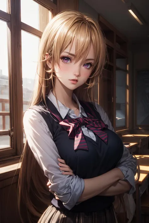 official art, extremely detailed CG unity 8k wallpaper, highly detailed, shiny skin, Depth of field, vivid color,
<lora:1erina:0.8>,erina,school uniform, long hair,