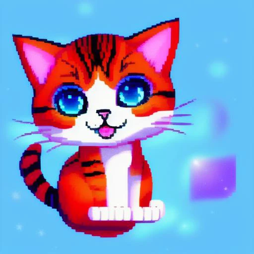 a cute cat jumping on a diamond, (pixelart:0.0), dreamlike, <lora:LuisapPixelArtLORA_v1:1>