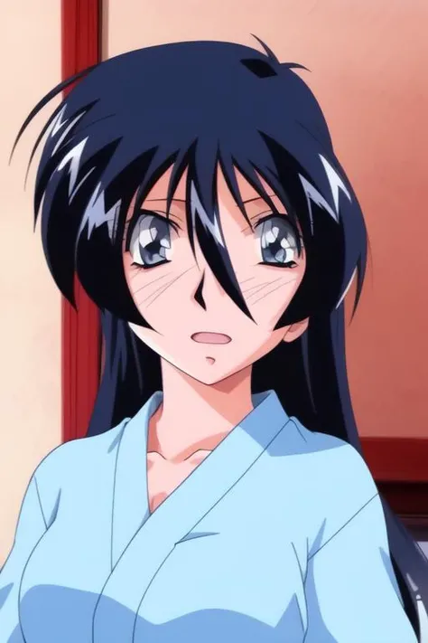 <lora:Fujiwara_Mitsuki:1>, Fujiwara Mitsuki, 1girl, soro, long_hair, black_hair, blue_hair, grey_eyes, hair_between_eyes
masterpiece, high quality, very_high_resolution, large_filesize, full color, 1990s \(style\), anime, anime_screencap, animated gif, mp4 ,video, animated, retro artstyle,