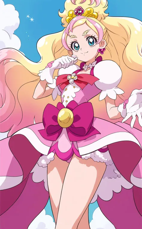 score_9, score_8_up, score_7_up, rating_questionable,
<lora:flora.pony:1>,
cure_flora,
large breasts, 
suggestive outfit,