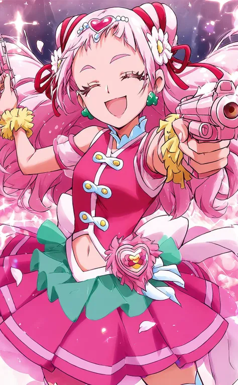 score_9, score_8_up, score_7_up,
<lora:yell.pony:1>,
cure yell,
night, ruined building, sparkles, glitters, multicolored background, shiny, glowing, lens flare, petals, pink background, pink theme,
holding weapons, hand gun,
aiming gun at viewer, closed eyes, :D, smile,
