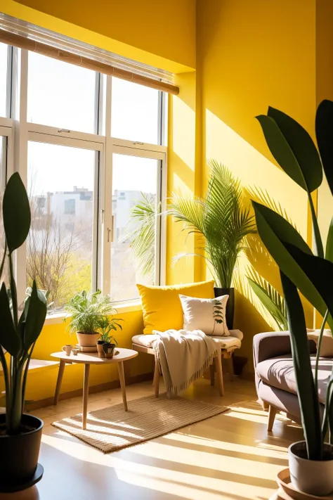 <lora:sn_20231009101940:0.9>,sn,no humans,scenery,plant,window,tree,couch,pillow,table,indoors,wooden floor,potted plant,sunlight,bed,day,painting \(object\),cushion,shadow,yellow,