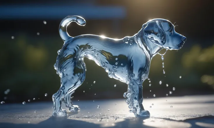 <lora:watercd_xl-000008:0.7>,a transparent water elemental dog made of (watercd_xl,wavy,brightness,contortion,abstract) in pool,water eyes,water hairs,water body,splash water,water drops,no humans,long-focus,tilt-shift,outdoors,on water,full body,chinese zodiac,cutie,cute,still life,front view,facing viewer,looking at viewer,ethereal fantasy concept art,magnificent,epic,majestic,magical, emotional,harmonious,high budget,moody,epic,gorgeous,perfect lighting,realistic,photorealistic,photographic,photo (medium),real,moody lighting,volumetric lighting,reality ray tracing,8K,HDR,UHD,masterpiece,best quality,highly detailed,high resolution,finely detail,extremely detailed,ultra detailed,wallpaper