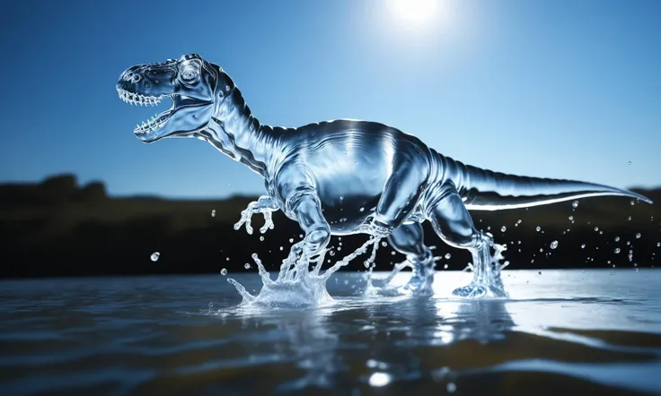<lora:watercd_xl-000008:0.7>,a transparent water elemental tyrannosaurus made of (watercd_xl,wavy,brightness,contortion,abstract) in pool,water eyes,water hairs,water body,splash water,water drops,no humans,long-focus,tilt-shift,outdoors,on water,full body,chinese zodiac,cutie,cute,still life,front view,facing viewer,looking at viewer,ethereal fantasy concept art,magnificent,epic,majestic,magical, emotional,harmonious,high budget,moody,epic,gorgeous,perfect lighting,realistic,photorealistic,photographic,photo (medium),real,moody lighting,volumetric lighting,reality ray tracing,8K,HDR,UHD,masterpiece,best quality,highly detailed,high resolution,finely detail,extremely detailed,ultra detailed,wallpaper
