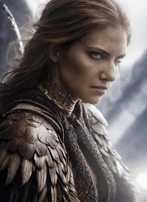 close up RAW photo of winged warrior sks woman, detailed textures, sharp focus, ultra high pixel detail, absurdres, cinematic, intricate, cinematic light, concept art, art station, realistic, movie scene, cinematic, high quality, craig mullins and wayne barlowe style, full colors, incredibly detailed, 4k, 8k, <lora:locon_laurencohan_v1_from_v1_64_32:1.25>