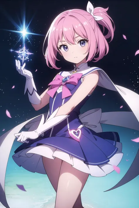 (masterpiece),  1girl,  magical girl,  pink hair