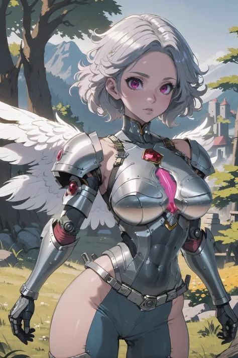 anime style, solid colors, sharp outline, flat shading, <lora:EnvySendNoodzXL01:0.5>1girl, woman, (ruby feathered rogue:1.3), slate gray eyes, pose, top-down bottom-up,bent over, (power armor:1.2) [:intricate costume design:0.2], bombshell hair, aqua hair, short bombshell hair,Asymmetrical Bob, thicc hourglass figure, small breasts, korean, (natural sunlight, interior, in a Whimsical tree village:1.3)<lora:EnvyBetterHiresFixXL01:0:hr=1><lora:mega2clearXL:0>