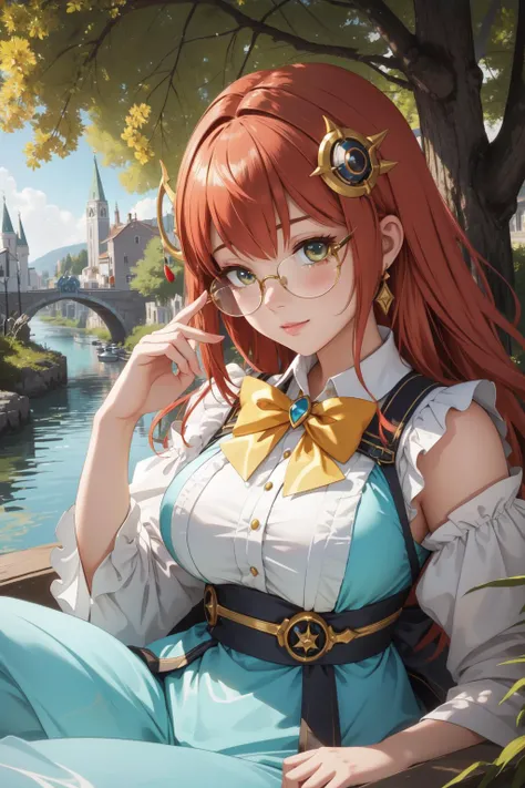 1girl, (romanticism art stylized by Alois Arnegger:1.0) , landscape art, grand Redshift render, detailed Cosplay Photograph, highly detailed, Portrait of a Lo-Fi Awe-Inspiring buff [Art Deco:Dwarven:7] (Female [Siren|Atronach]:1.3) Rune mage, she as Corsican Dwarf, she is looking away, wearing Vibrant, she has Caramel hair, the Siren has a Personal Venetian fluorescent yellow Horn-rimmed glasses, Bowtie, dense forest and cityscape, Spring, tilt shift, Detailed illustration, Zen, Yankeecore, Dramatic spotlight, Intentional Camera Movement, Kodak portra 800, 800mm lens, Cathode tube, silhouette, Bright design, realistic and detailed, photo-realistic face, Unsplash, pixiv